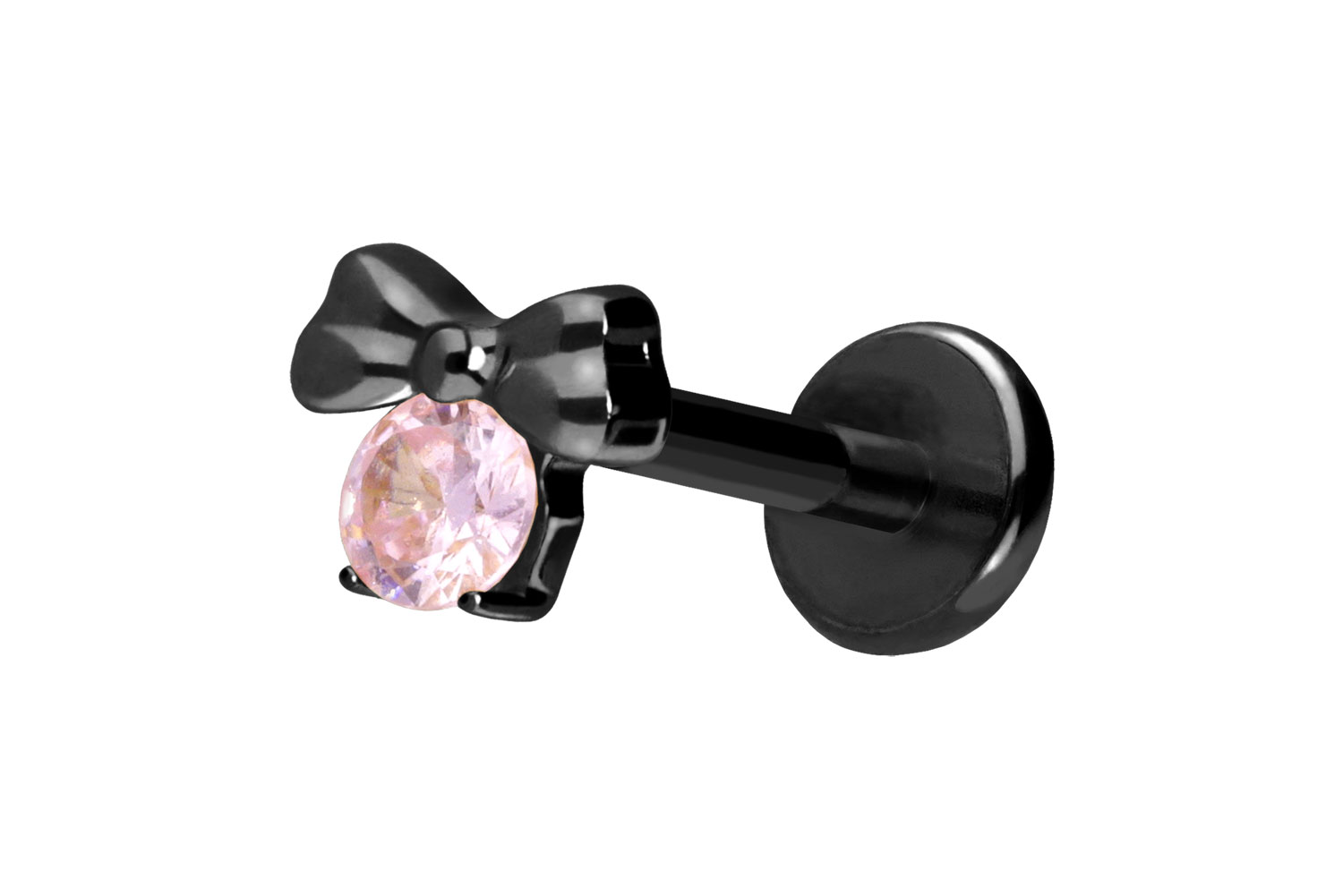 Titan Labret Piercing mit Push Fit SCHLEIFE + KRISTALL